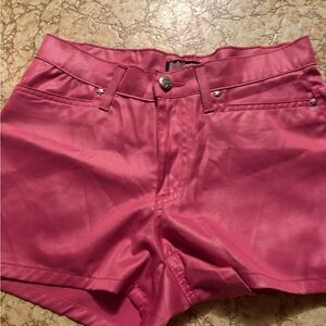 Y2K Vintage Shiny Pink Shorts 90s 2000s Bubblegum Sz 3/4